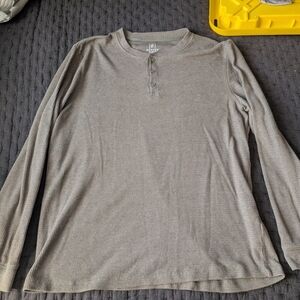 George Men's Long Sleeve Olive Green Henley - XL